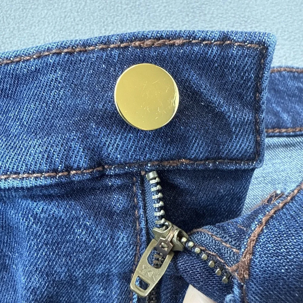 Ann Taylor Flare Jeans High Rise Patch Pocket Horsebit Stretch Size 10‎ Blue